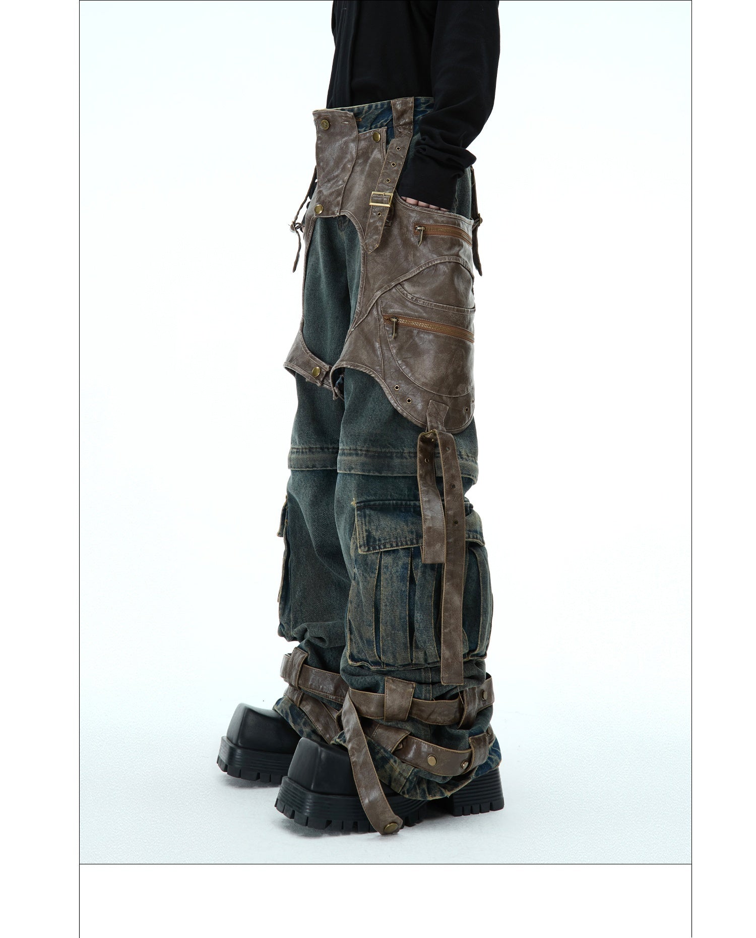 Retro Deconstructed Jeans Men's Detachable Stitching