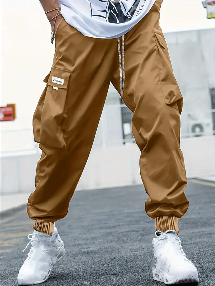Men's Casual Pants Multi-pocket Teenagers Loose Tappered