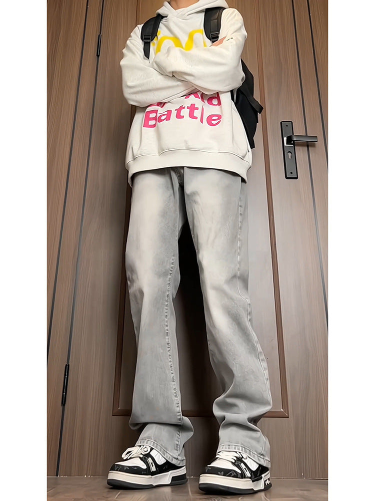 Black Casual Trousers Straight Micro-pull for men