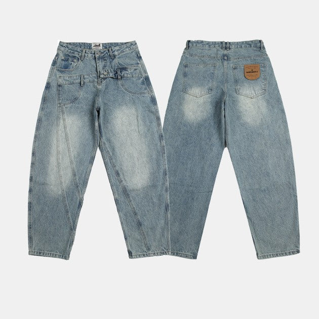 Double Waist Design Loose Leisure Workwear Trousers for men