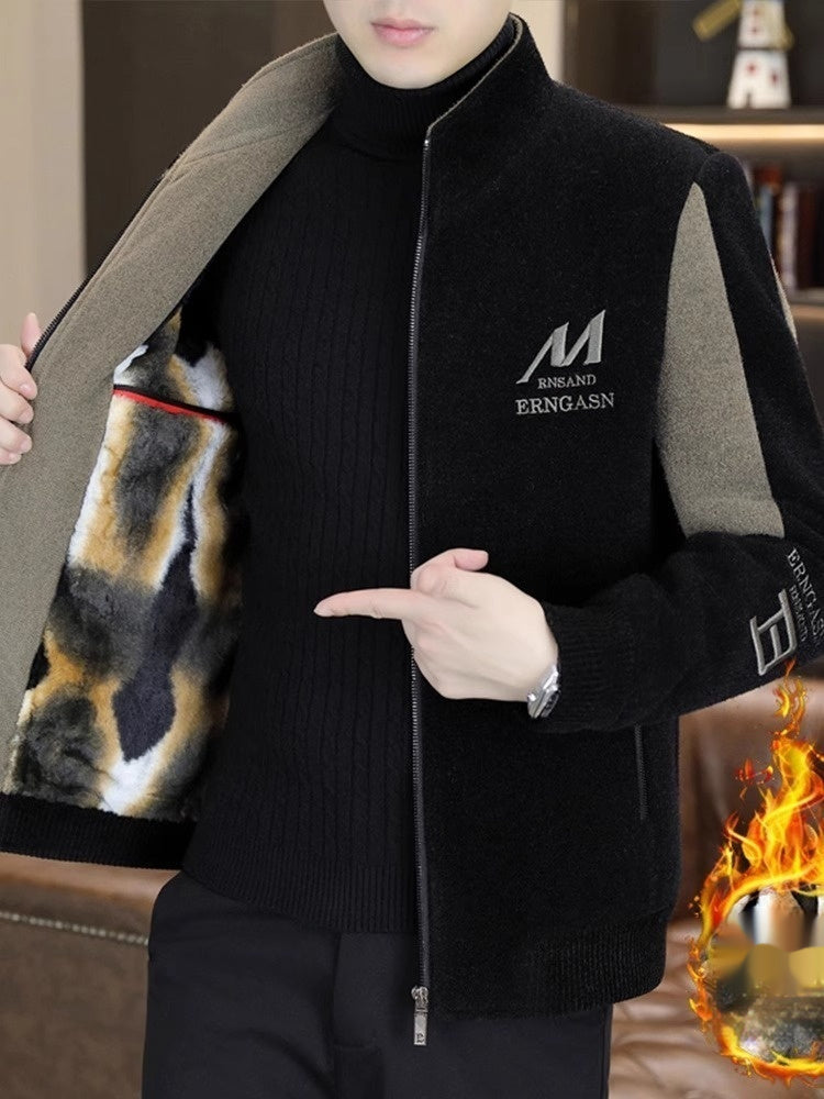 Fleece Jacket Men's Casual Stand Collar Coat