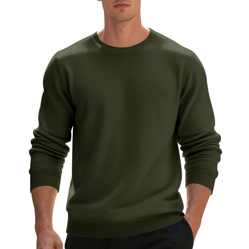 Fleece-lined Crew Neck Sweater Male Loose Casual Top for men