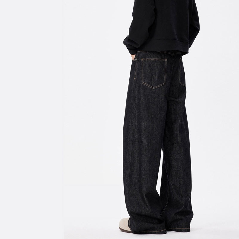 Wear-resistant Loose Straight Casual Wide-leg Neutral Jeans for men