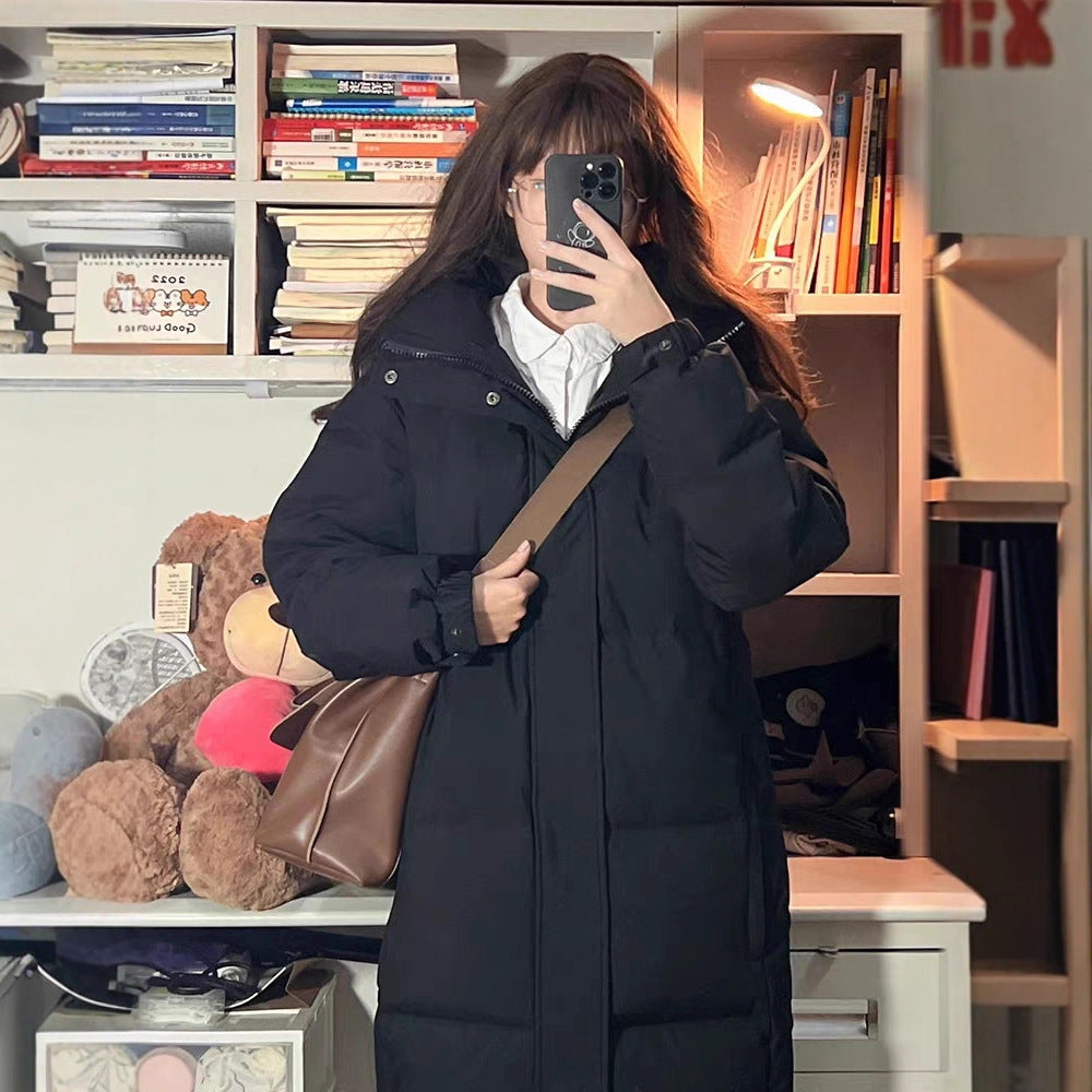 women Over-the-knee Padded Jacket hooded jacket