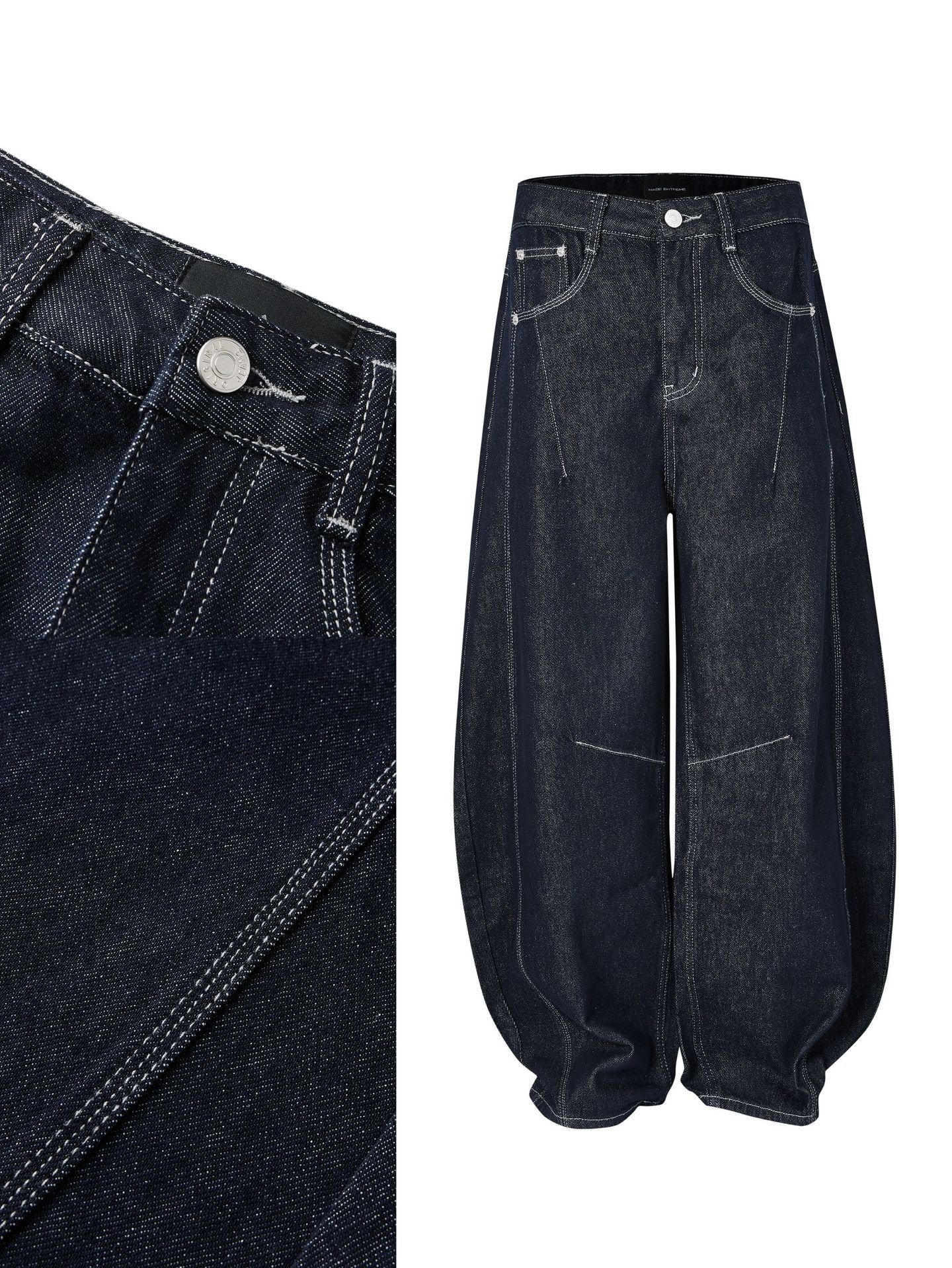 Design Wide Leg Bright Line Primary Color Jeans Trousers For Men And Women