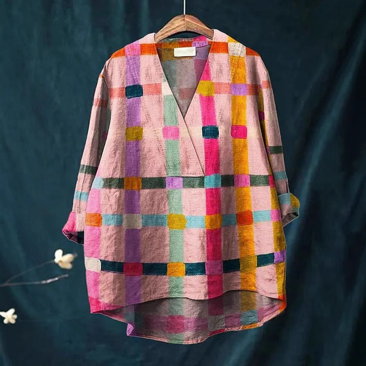 Fashion Digital Printing Large Wide V-neck Top