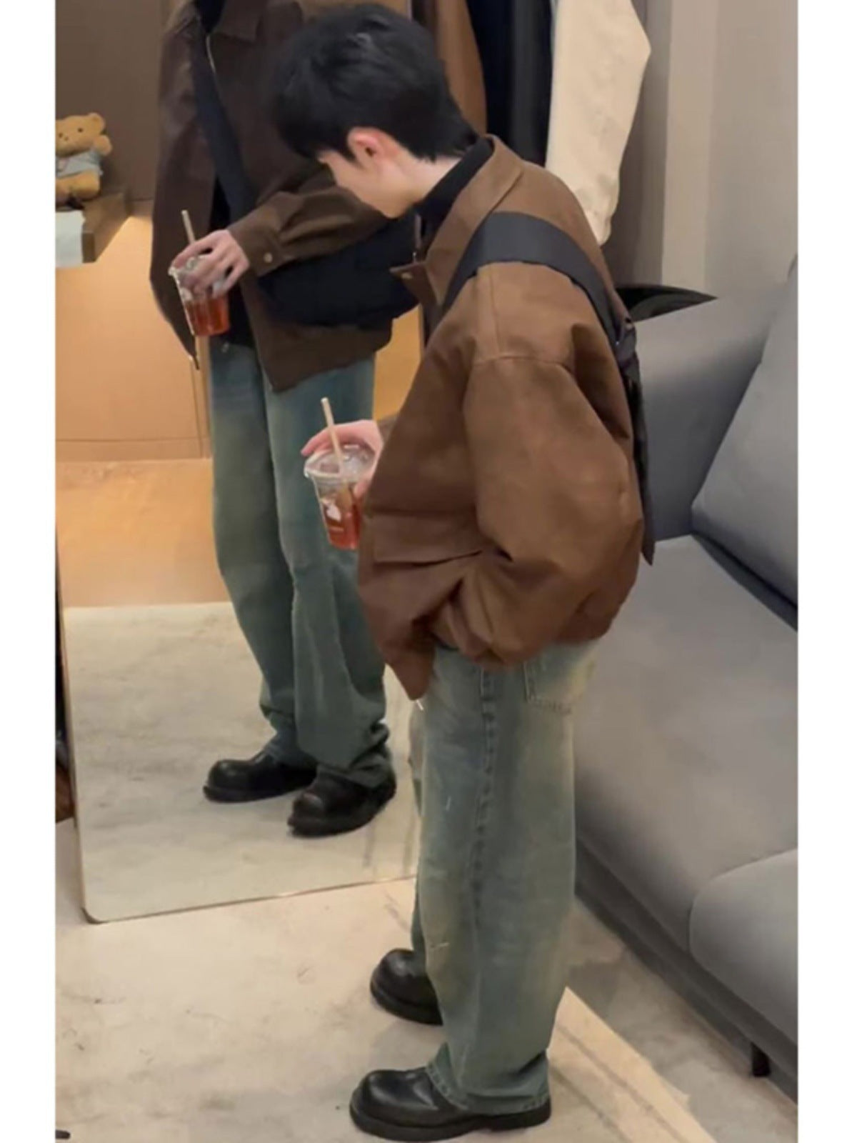 Maillard Short Pu Leather Coat Men