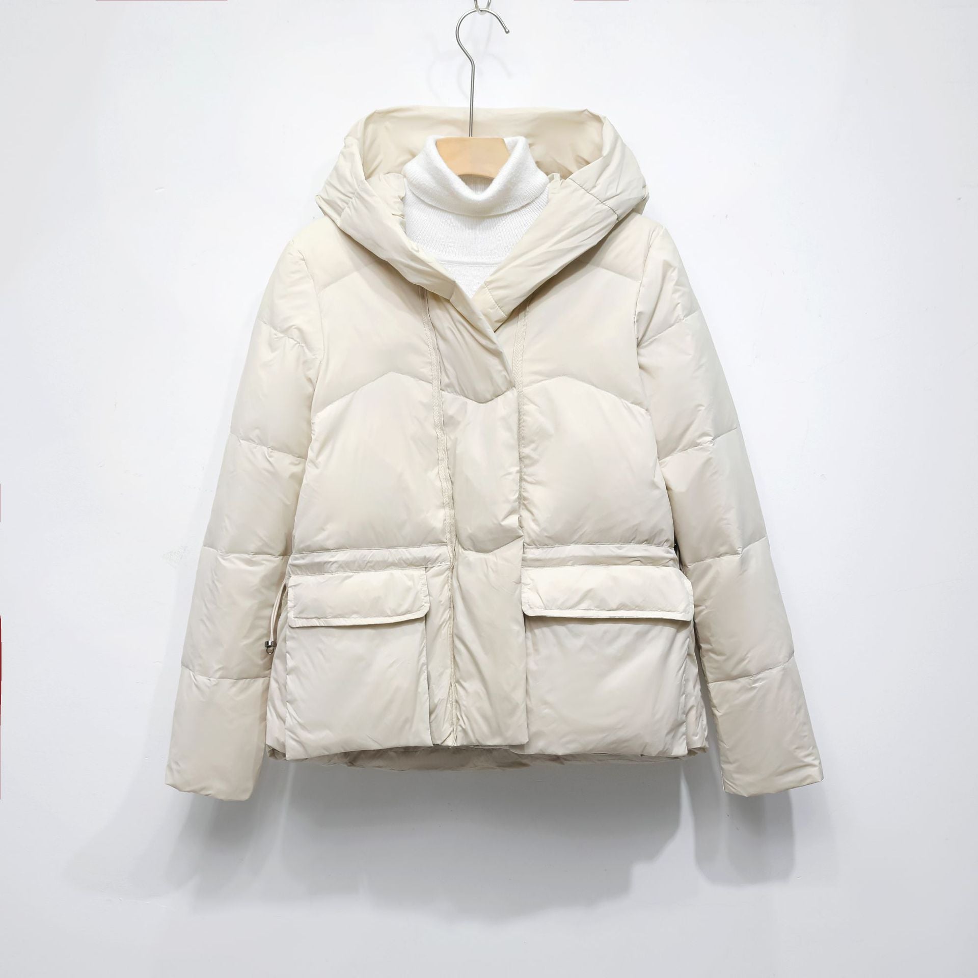 Women's Solid Color Hooded Thick Short Down Jacket