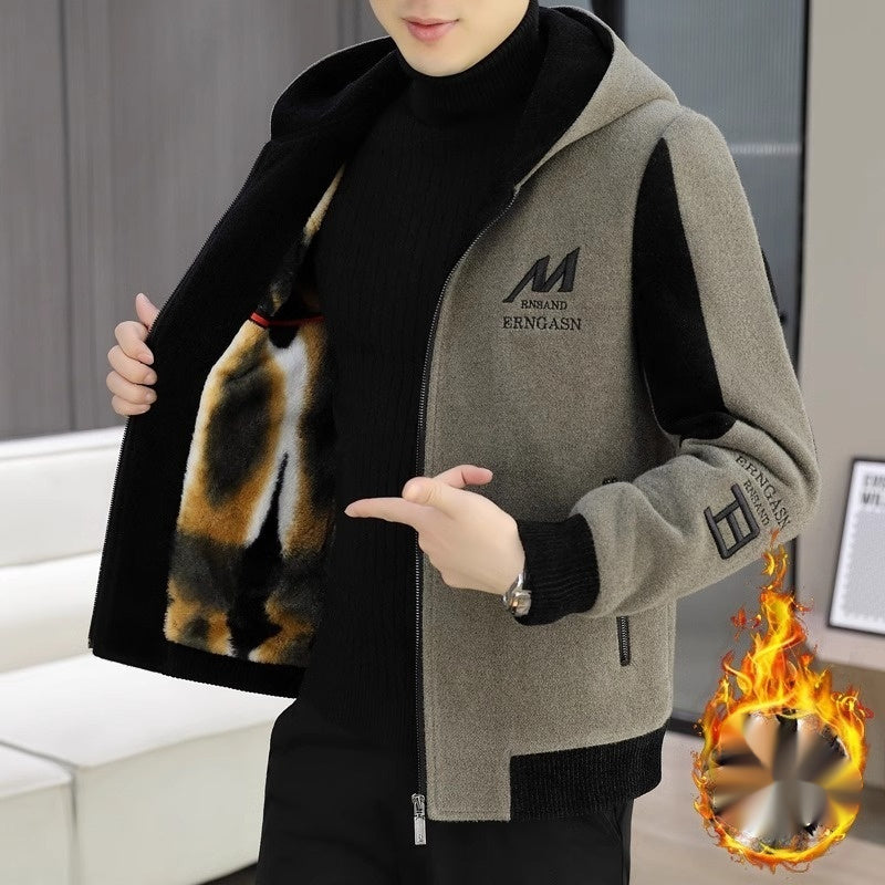 Fleece Jacket Men's Casual Stand Collar Coat