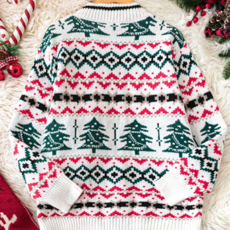 Single-breasted Knitted Cardigan Jacquard Christmas Sweater