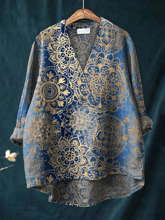 Fashion Digital Printing Large Wide V-neck Top