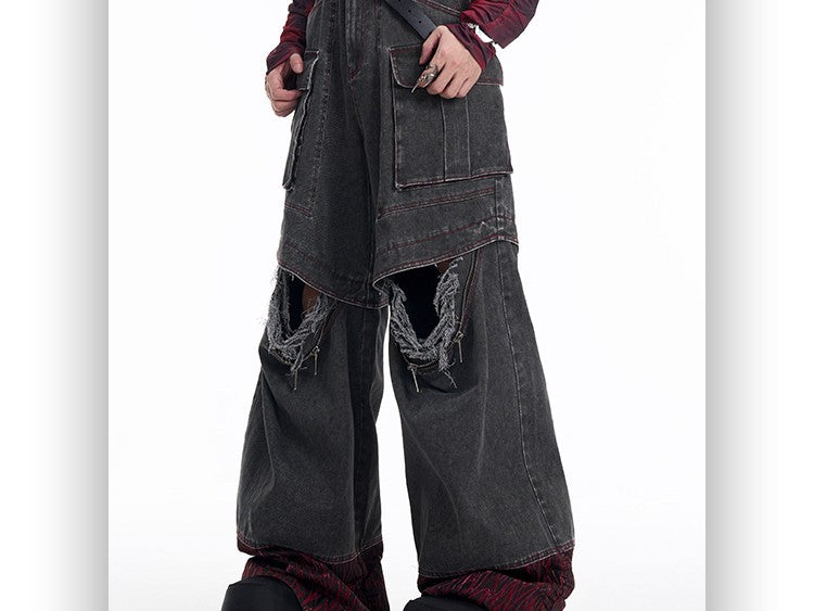 Niche American Retro Destroyed Jeans for men