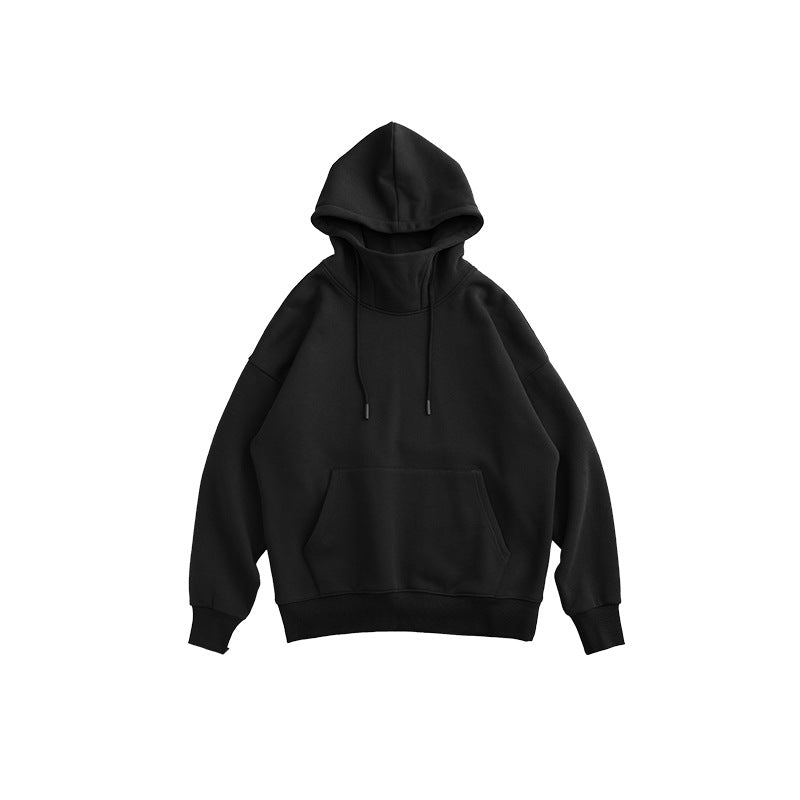 unisex stand-up collar oversize drop shoulder hoodie