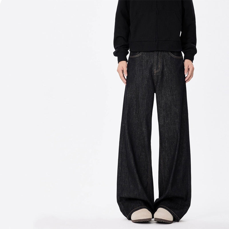 Wear-resistant Loose Straight Casual Wide-leg Neutral Jeans for men