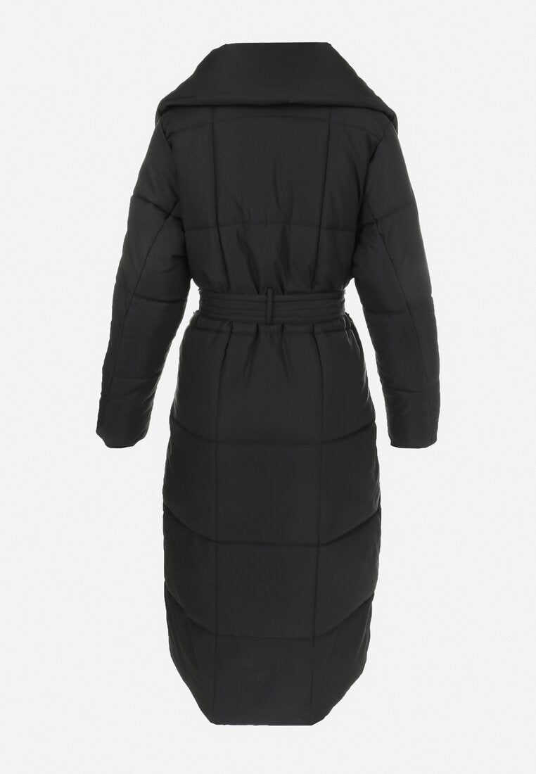 Women's winter coat long puffer jacket with belt