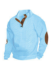 Stand Collar Long Sleeve Jacquard Knitted Pullover Sweater for men