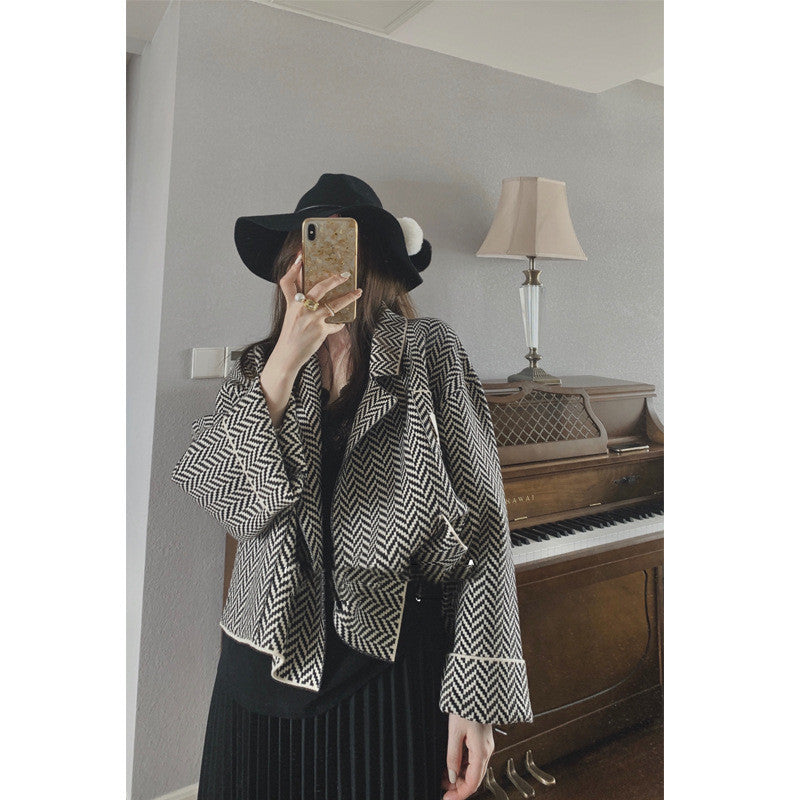 Wool Oversize Knitted Jacket Loose Slim Top