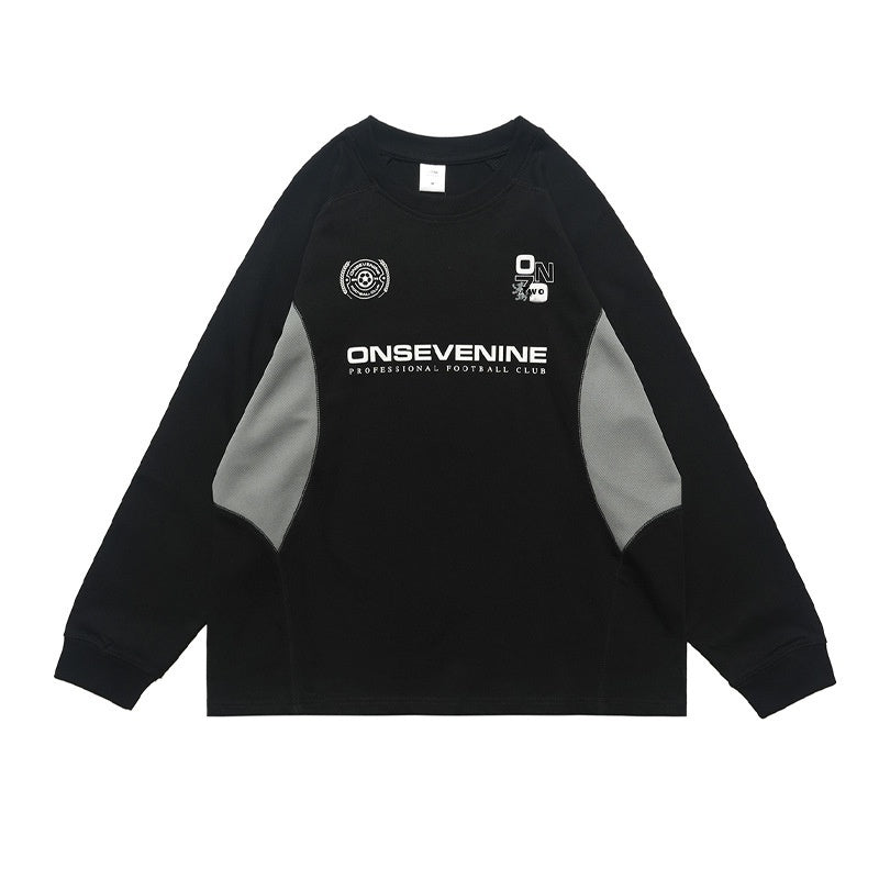 Retro Raglan Stitching Design Long-sleeved T-shirt Men Autumn Winter Coat