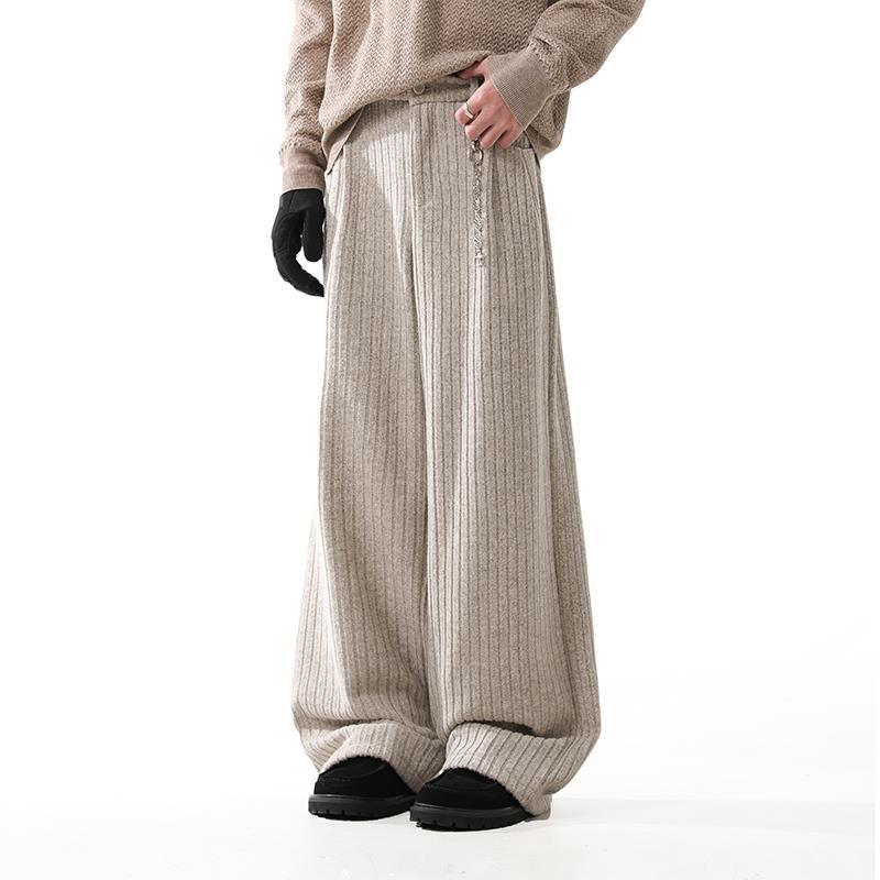 Minimalist Old Money Style Straight Woolen Casual Pants for men