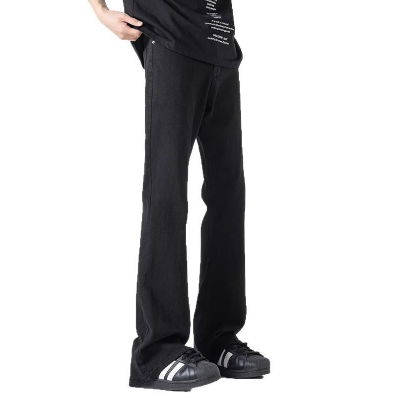 Black Casual Trousers Straight Micro-pull for men