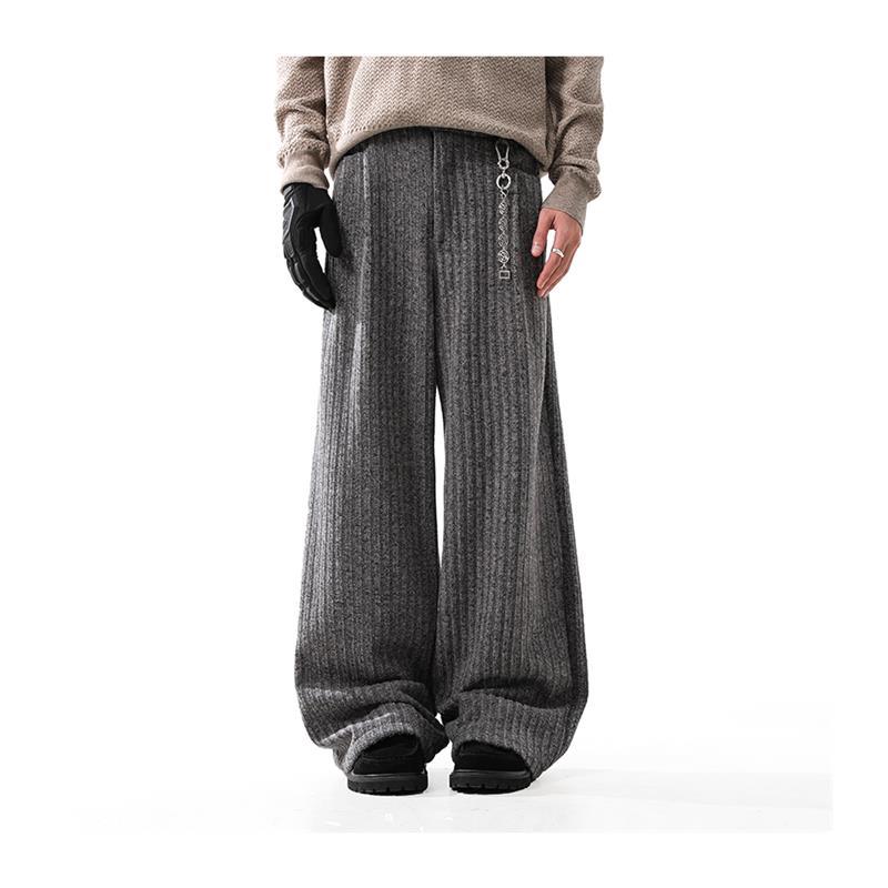 Minimalist Old Money Style Straight Woolen Casual Pants for men