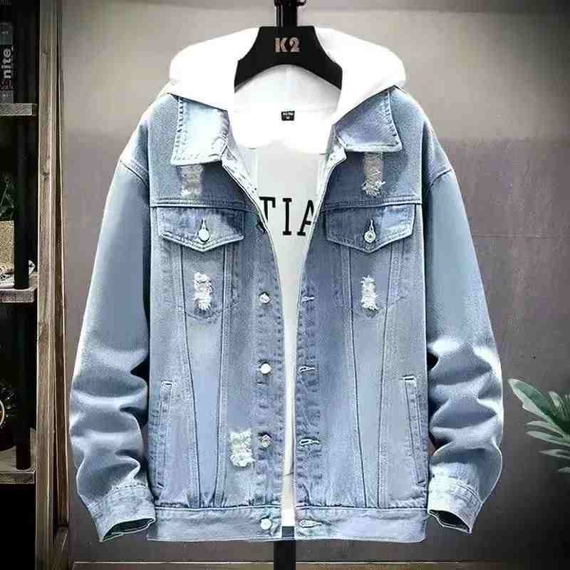 Men's Denim Coat European and American Leisure Vintage Slim-fit Stand Collar Zipper Jacket