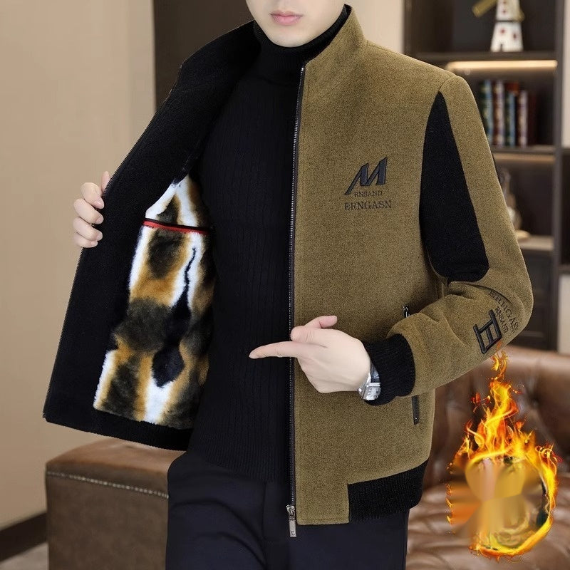 Fleece Jacket Men's Casual Stand Collar Coat