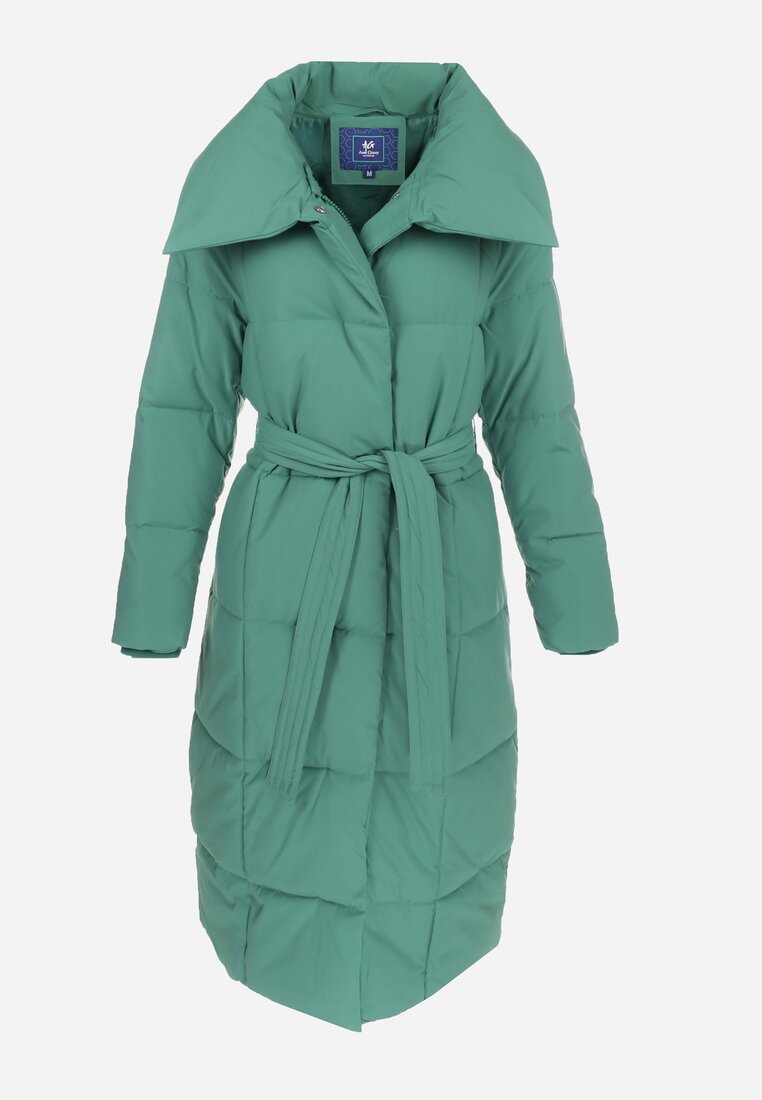 Women's winter coat long puffer jacket with belt