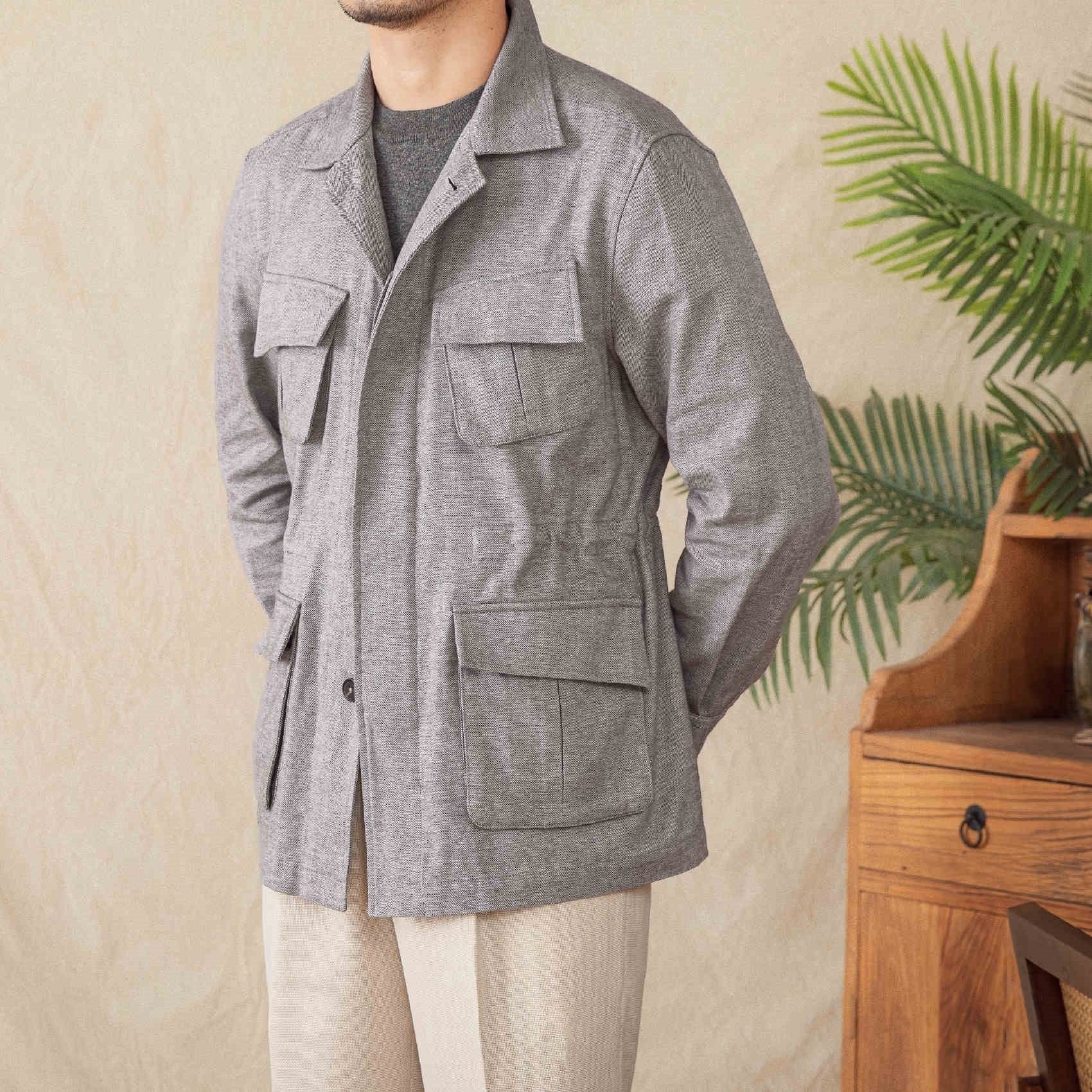Coat Short Herringbone Casual Retro Breathable Jacket