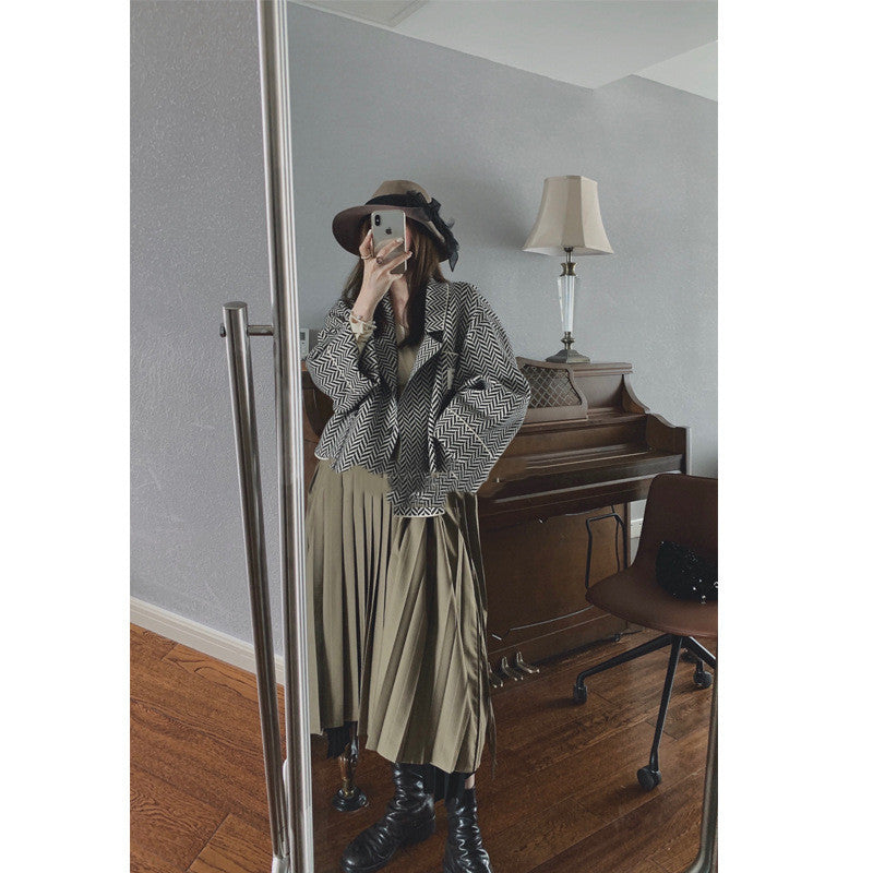 Wool Oversize Knitted Jacket Loose Slim Top