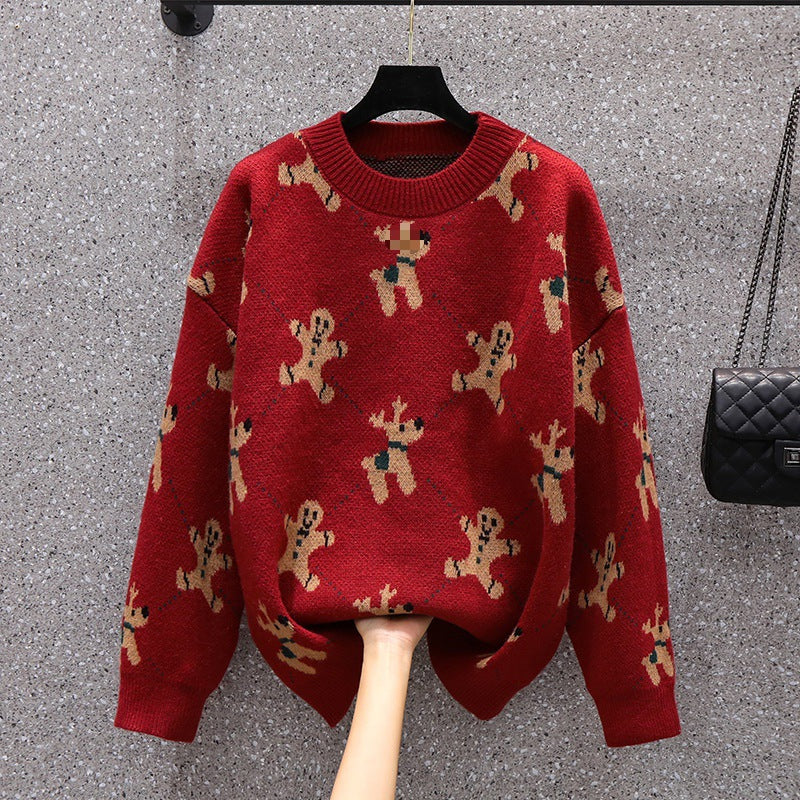 Christmas Red and green sweater Oversize Loose Bottoming for unisex