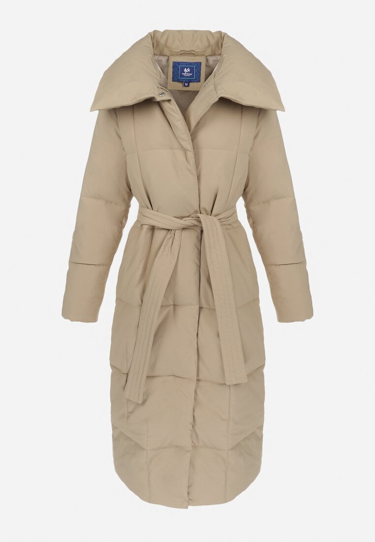 Women's winter coat long puffer jacket with belt