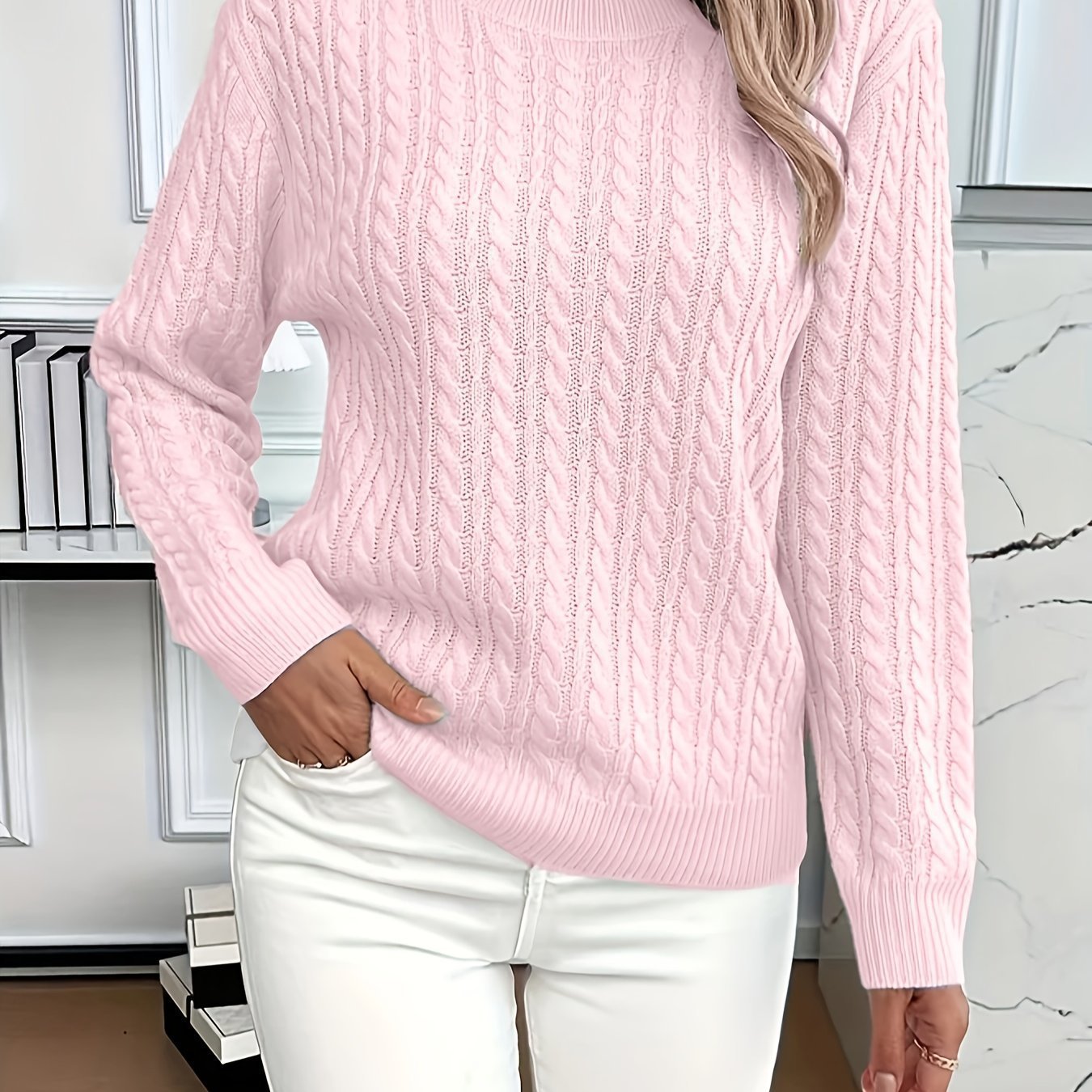 Ins Twist Round Neck Pullover Sweater Fashion Solid Color Long-sleeved Knitted Top for Women