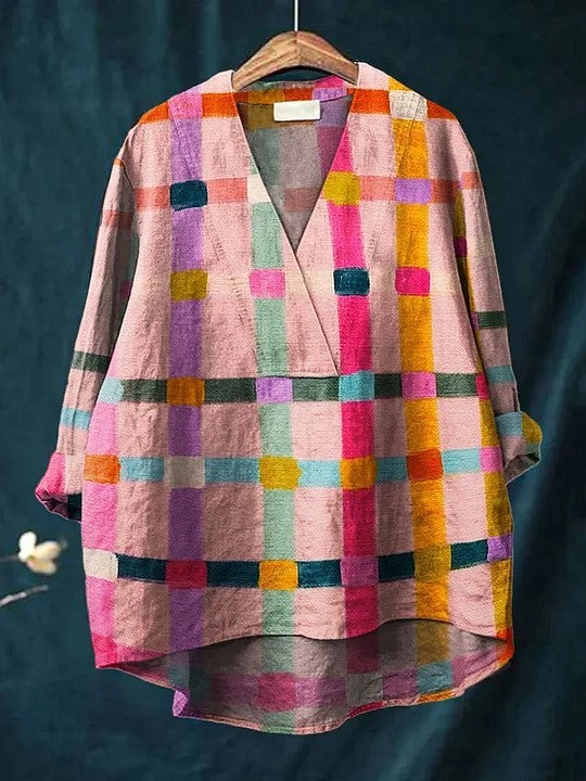 Fashion Digital Printing Large Wide V-neck Top