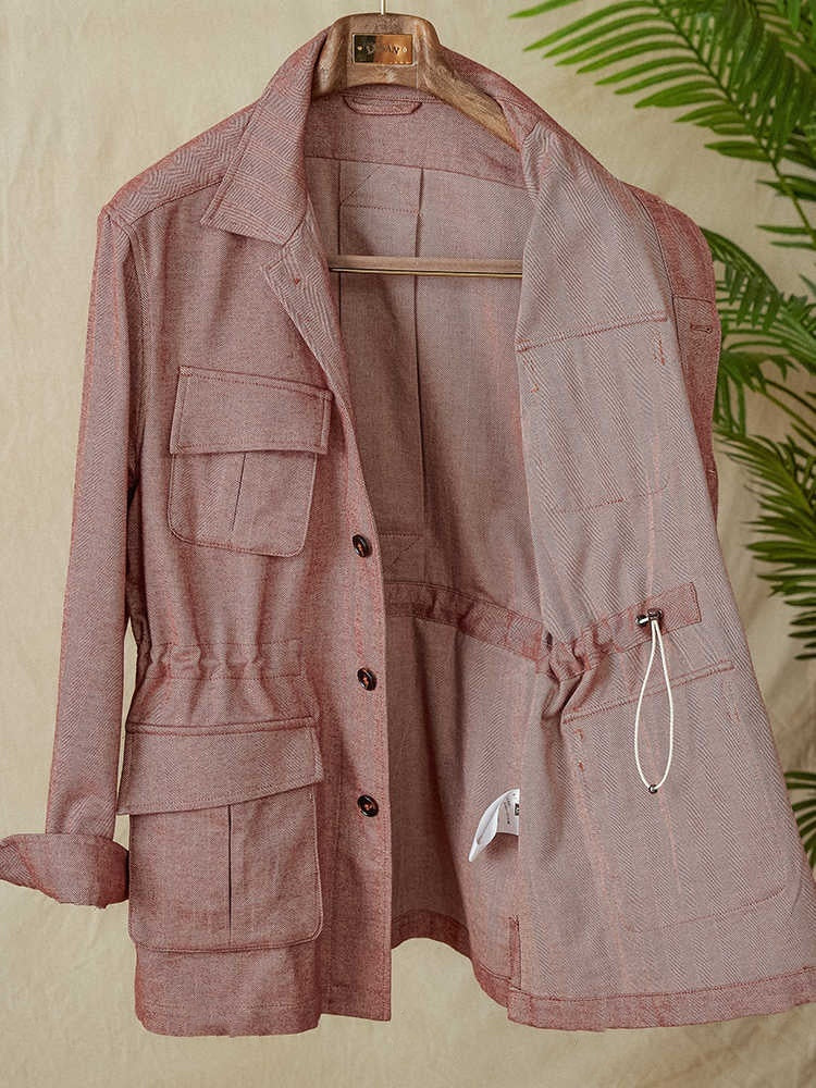 Coat Short Herringbone Casual Retro Breathable Jacket