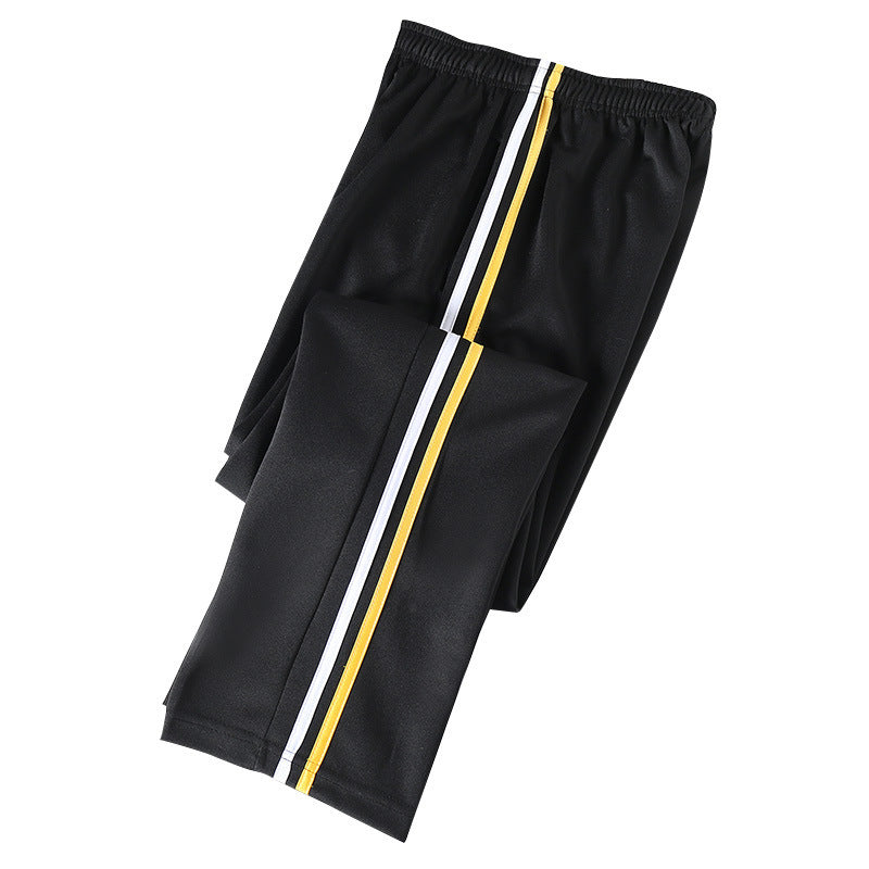 Spring And Summer Yellow Strip Two Horizontal Strips Uniform Pants for men