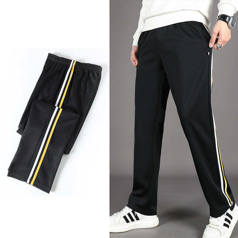 Spring And Summer Yellow Strip Two Horizontal Strips Uniform Pants for men