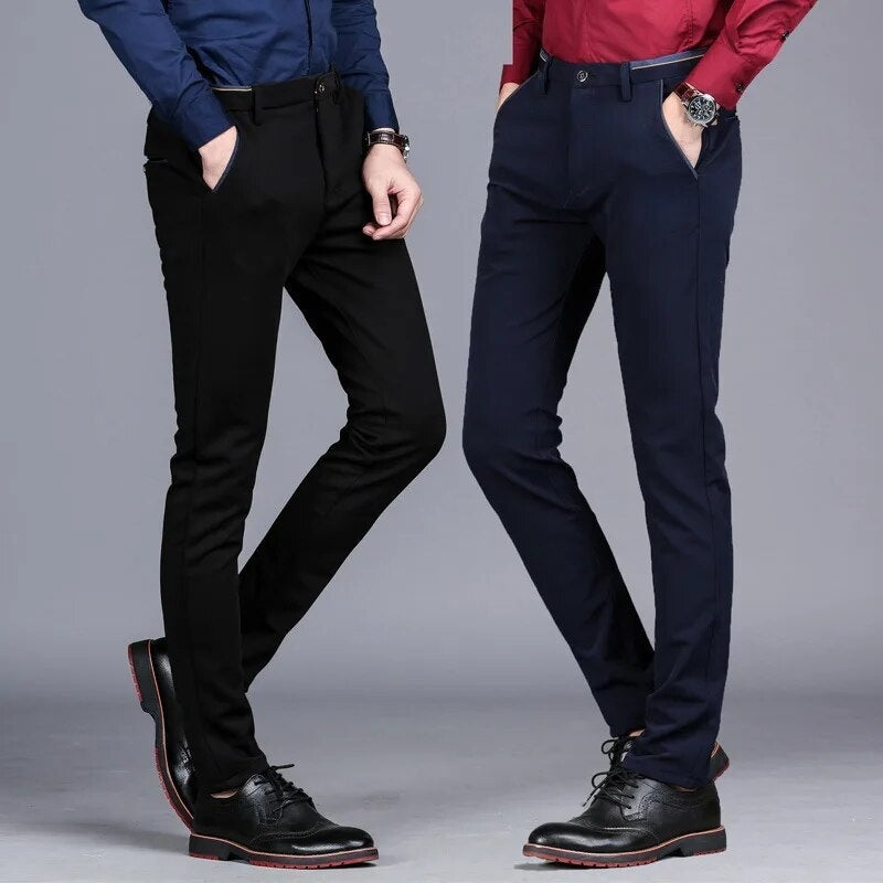 Slim Fit Stretch Pencil Pants Korean Style Suit Pants for men