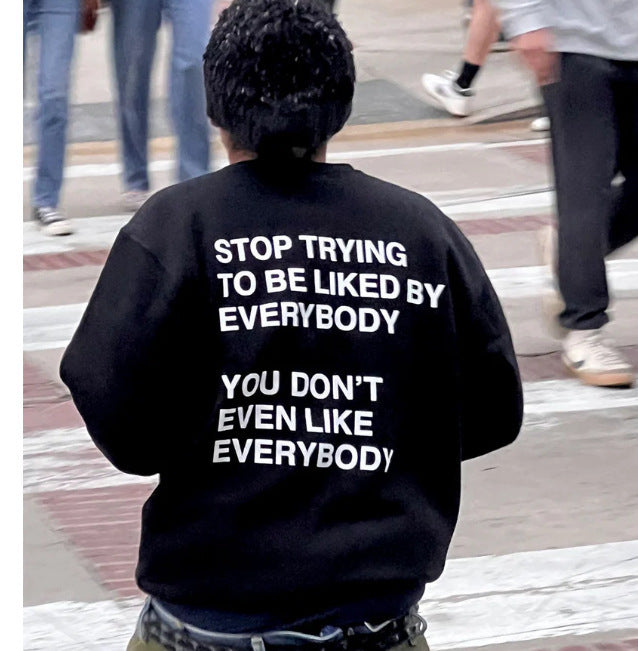 Men's And Women's Sweatshirt Slogan Drawstring Printed Hoodie