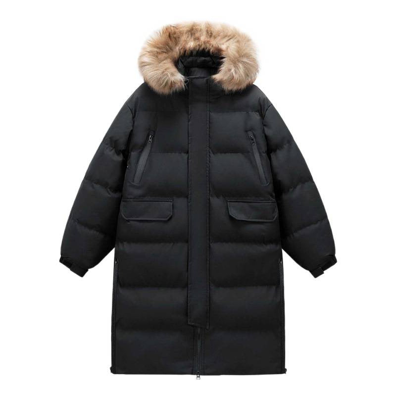 Women's Mid-length And Long Winter Coat with A Thickened Fur Collar for unisex