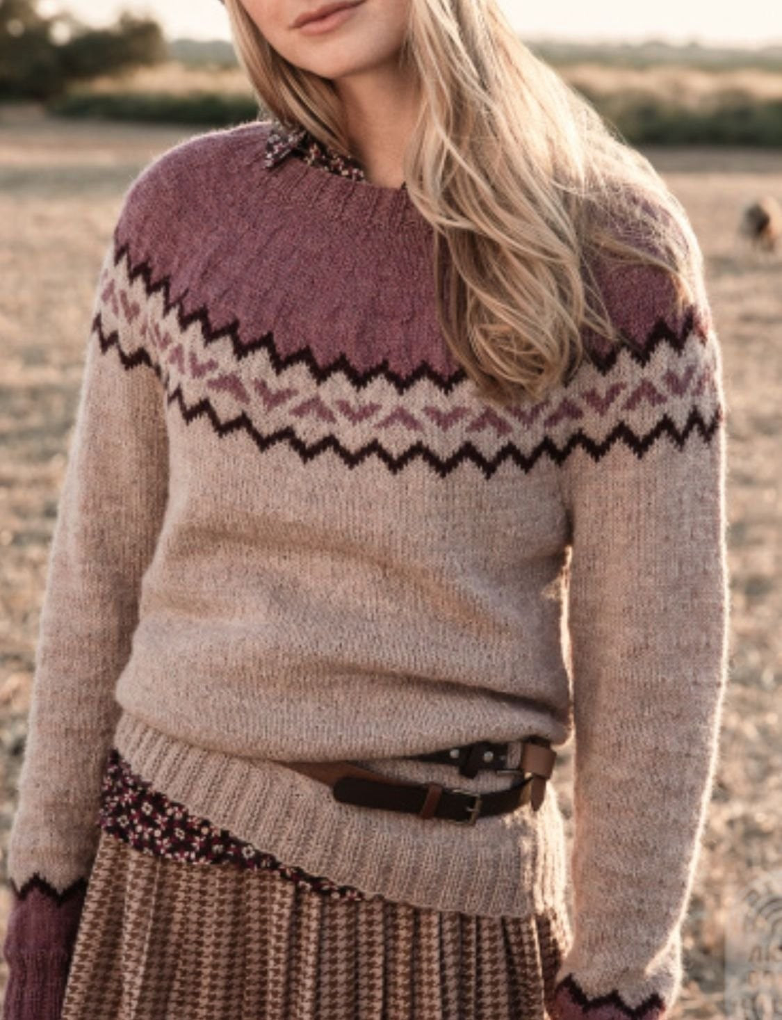 Women's Round-neck Color-block Loose Sweater