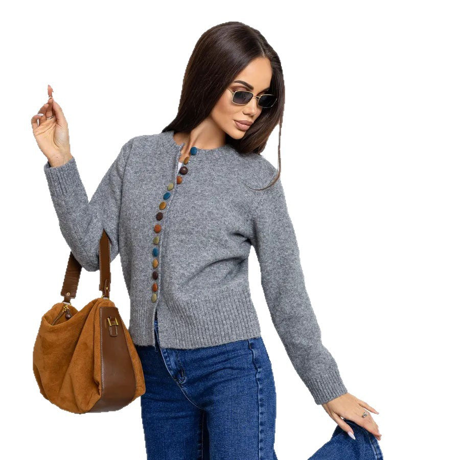 New Colorful-button Knitted Cardigan FallWinter 2025 New Arrival