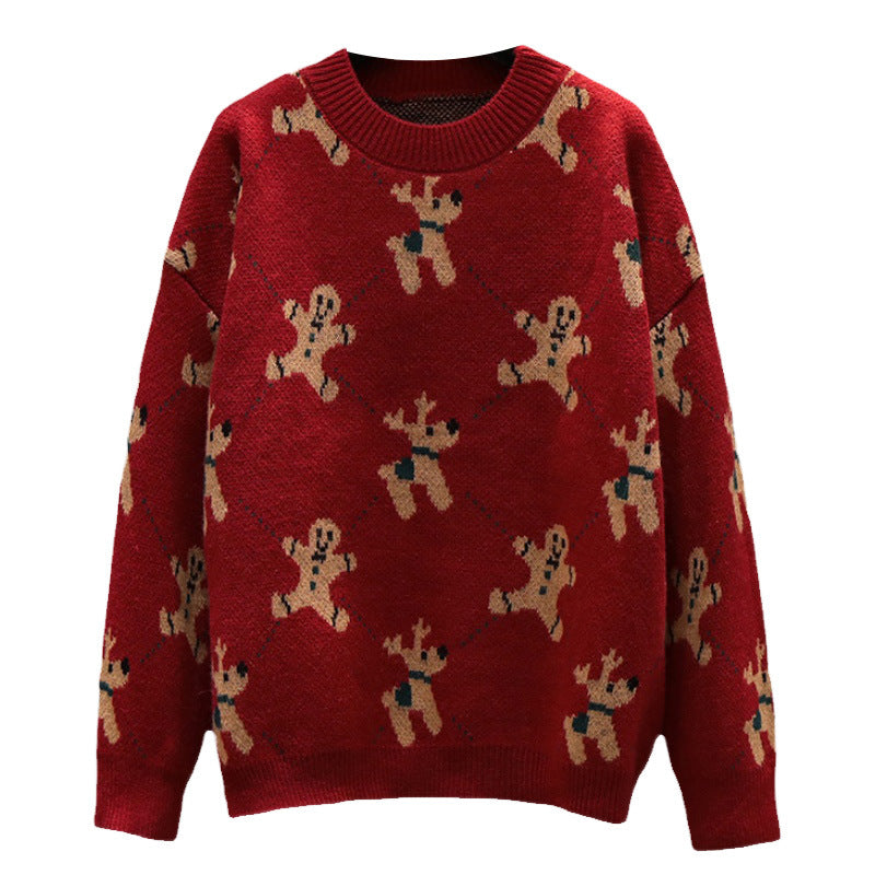 Christmas Red and green sweater Oversize Loose Bottoming for unisex