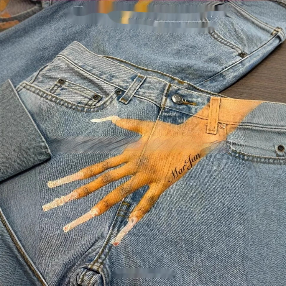 Printed Fashion Jeans Personalized Fingers for men