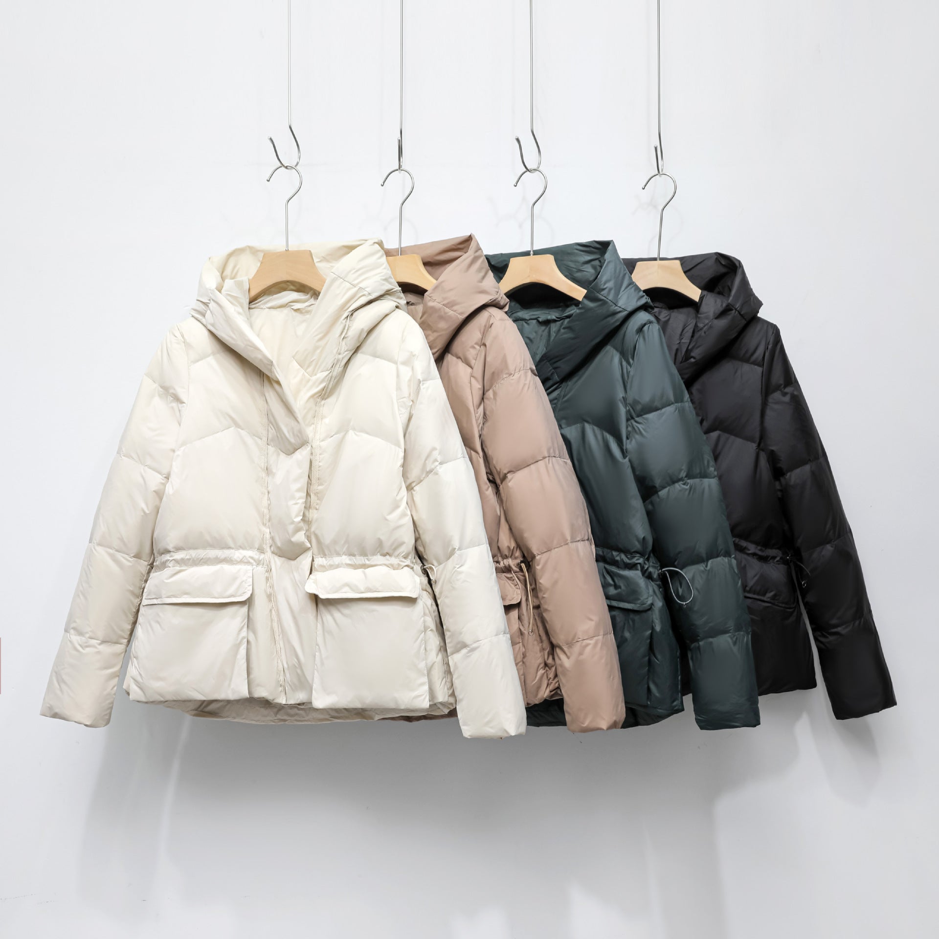 Women's Solid Color Hooded Thick Short Down Jacket