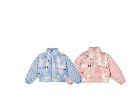 Cute Puppy Plaid Loose-fitting Versatile Padded Cotton Jacket
