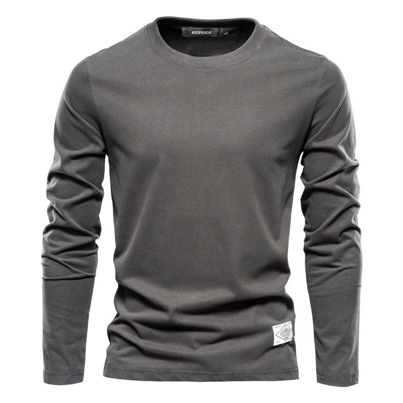 Men's Fashion Casual Exercise Outer Wear Round Neck Cotton Base Shirt