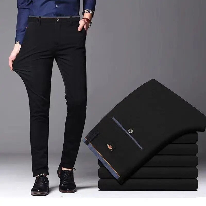 Slim Fit Stretch Pencil Pants Korean Style Suit Pants for men