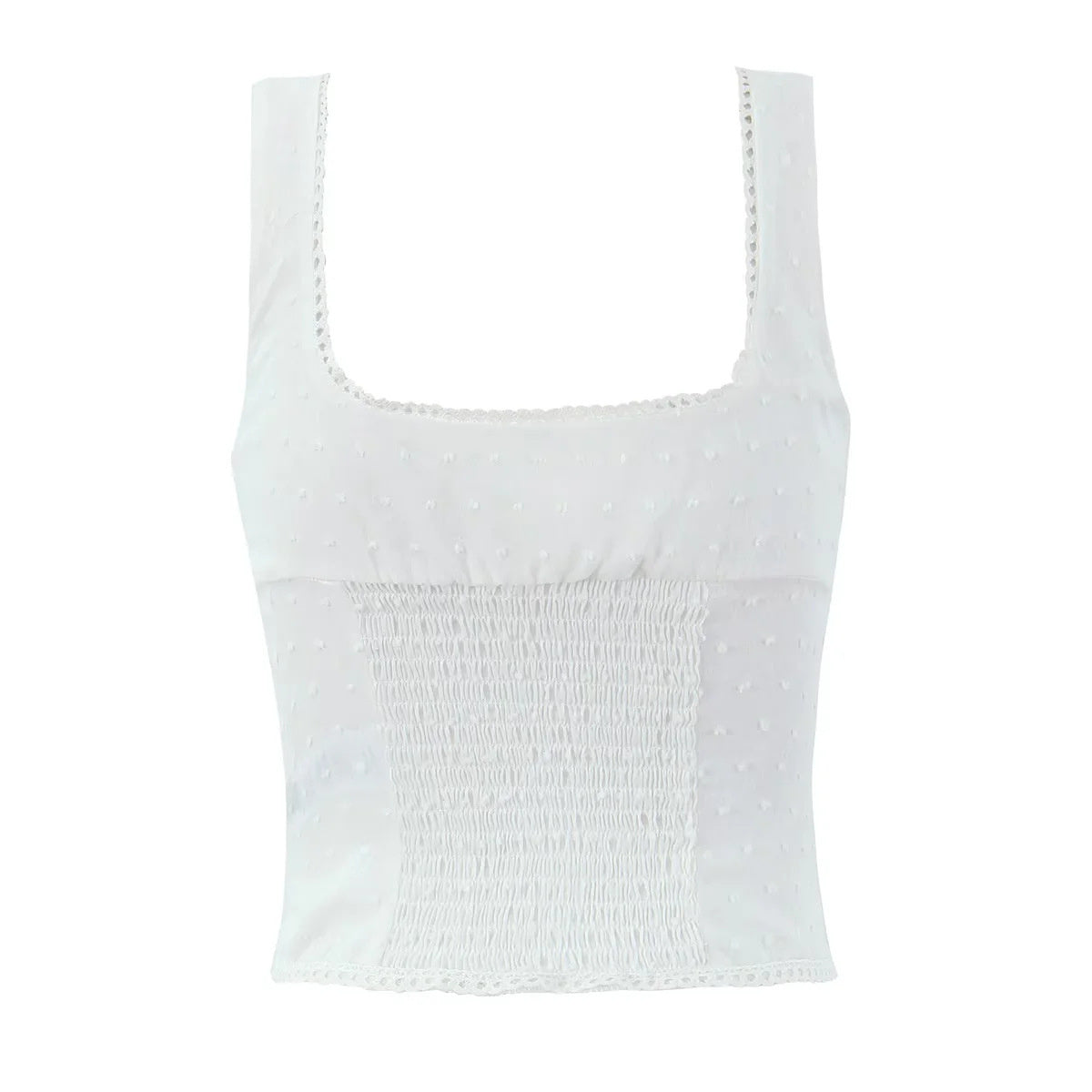 French Style Hot Girl Square Collar Lace Splicing Sling Vest For Women