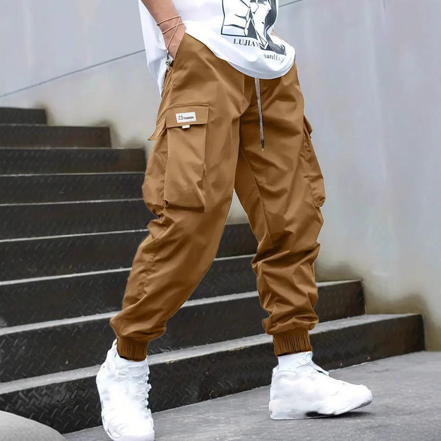 Men's Casual Pants Multi-pocket Teenagers Loose Tappered